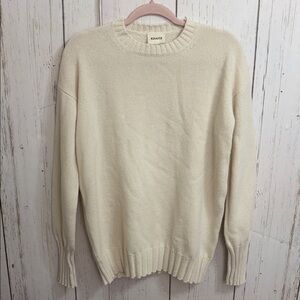 KHAITE Cashmere Knit Long sleeves oversized Cream Crewneck Sweater